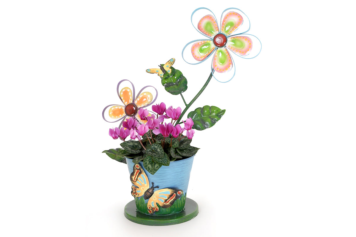 Flower Planter with Blue Pot & Butterfly