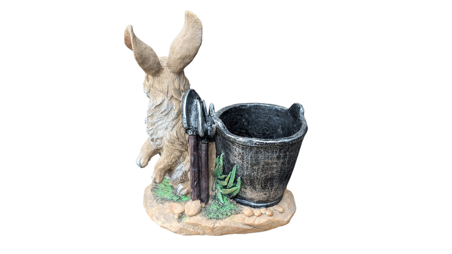 Rabbit with Gardening Tools Planter